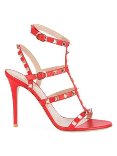 Valentino Garavani Rockstud High Strappy Sandals In White