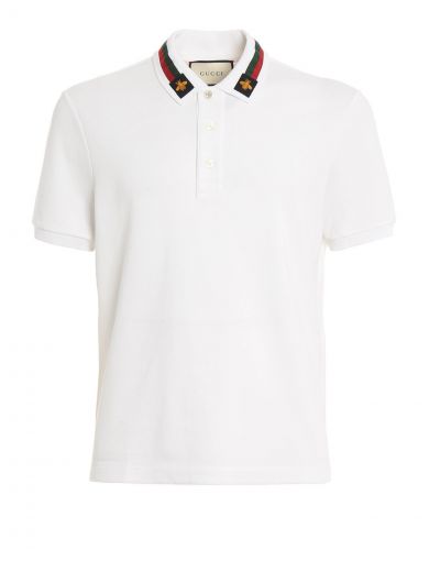 gucci bee collar polo