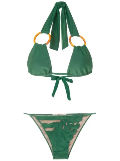 Adriana Degreas X Cult Gaia Panelled Bikini Set In Green