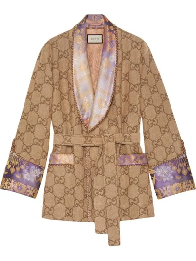 Gucci Gg Linen Robe Jacket In Beige | ModeSens