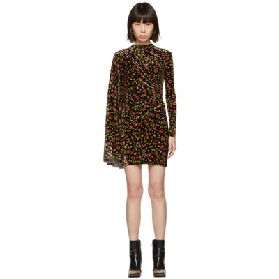 Balenciaga Women's Asymmetric Floral Velvet Drape Dress In Black