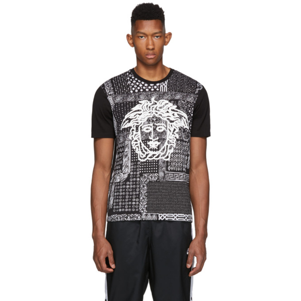 Versace Slim-fit Printed Cotton-jersey T-shirt In A708 Black | ModeSens