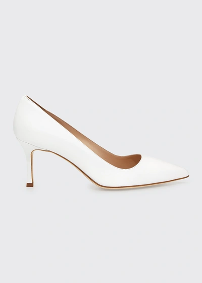 Manolo Blahnik 'bb' Calfskin Leather Pumps In White