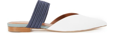 Malone Souliers 'maisie' Braided Band Leather Slides In White/navy