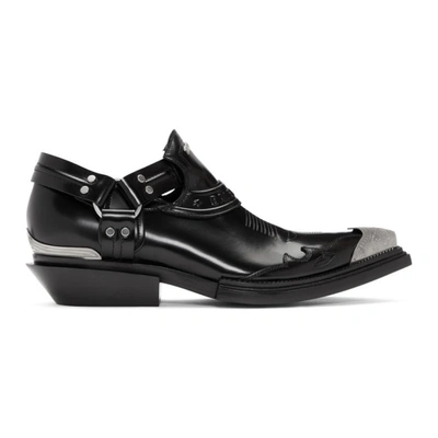 Balenciaga Men's Santiag Harness Leather Loafers In Black