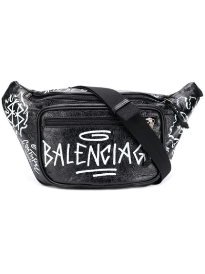 Balenciaga 'explorer' Graffiti Print Leather Belt Bag In