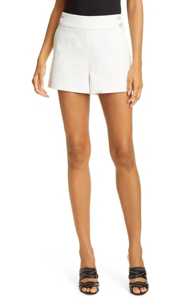 Veronica Beard Kimm Button-embellished Cotton-blend Shorts In Ivory