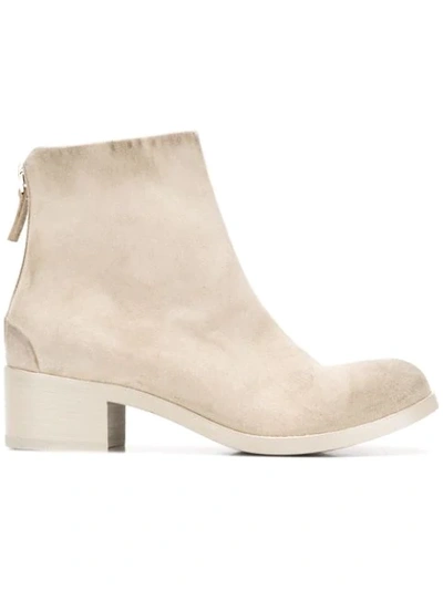 Marsèll 'tronch' Distressed Leather Ankle Boots In Neutrals