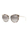Prada Acetate & Metal Mirrored Cat-eye Sunglasses In Opal Brown/gray Gradient