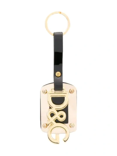 Pre-owned Dolce & Gabbana Logo Keyring In Black