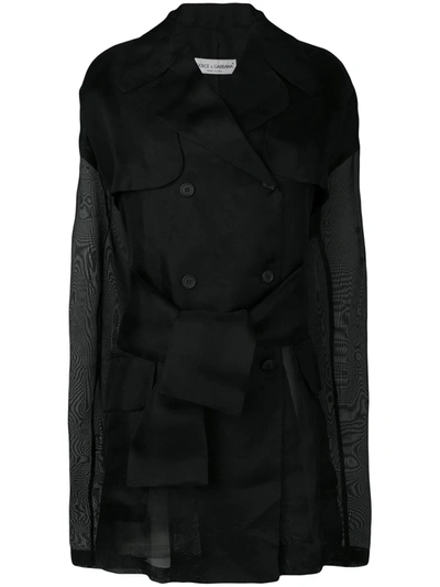 Pre-owned Dolce & Gabbana 1990's Sheer Double Breasted Coat In Black