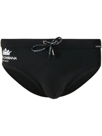 Dolce & Gabbana Logo Swim Trunks In Black