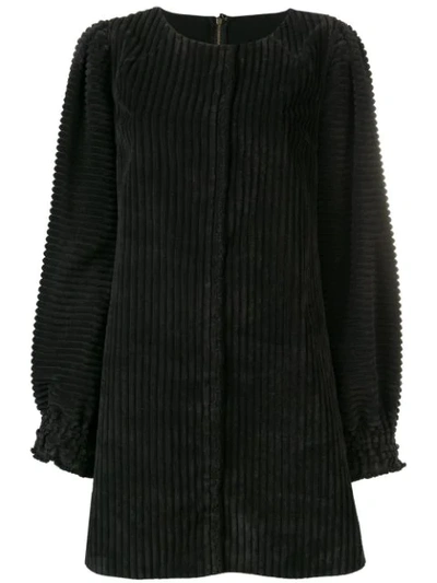 Pre-owned Dolce & Gabbana Ribbed Longsleeved Dress In Black