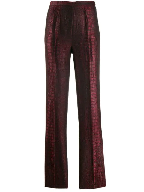 Pre-owned Jean Paul Gaultier Python-effect Trousers In Red | ModeSens
