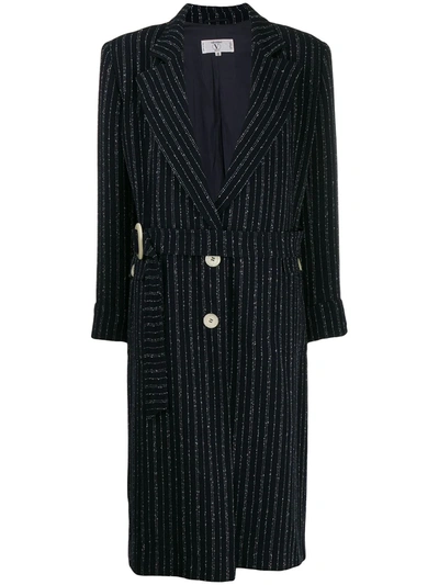 Pre-owned Valentino '1980s Striped Coat In Blue