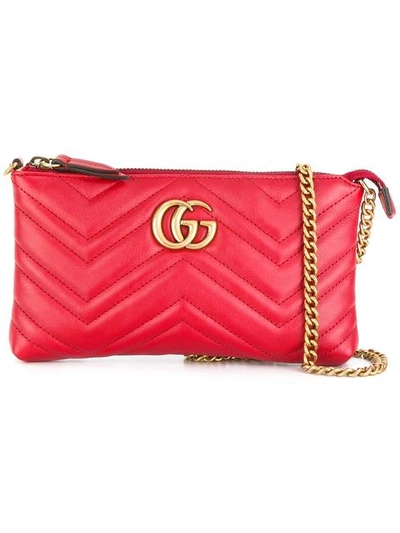 Gucci Gg Marmont Wallet Crossbody Bag In Red