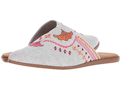 Toms Embroidered Drizzle Grey Chambray Women's Jutti Mules Shoes In Grau