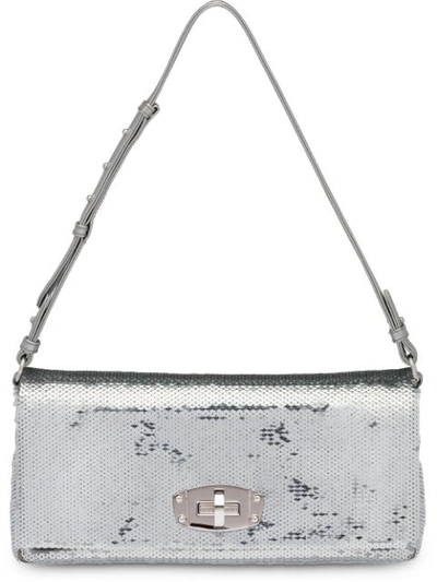 Miu Miu Sequin Shoulder Bag In Silver