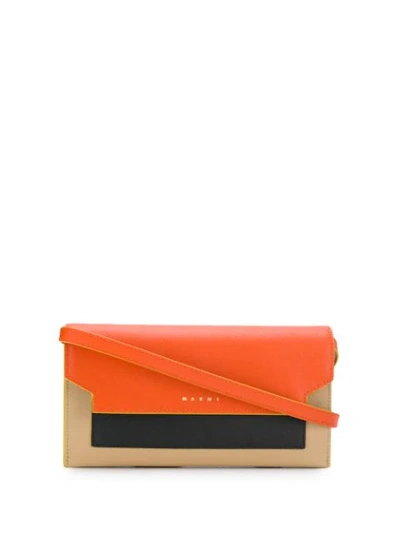 Marni Trunk Colourblock Crossbody Bag In Z248y Orange Beige Black
