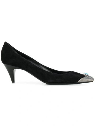 Saint Laurent Embellished Toe Cap Pumps In Black