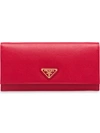 Prada Triangle Logo Continental Wallet In Red