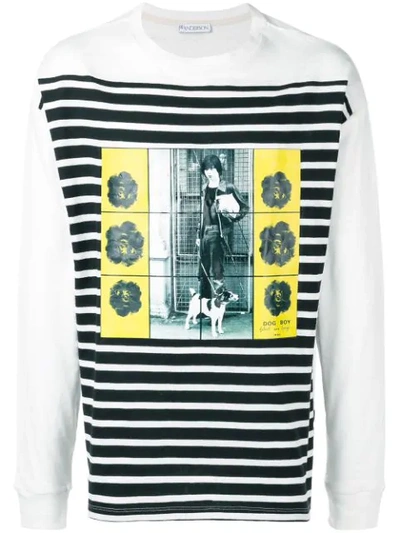 Jw Anderson Gilbert & George Transfer Print Long Sleeve T-shirt In Black