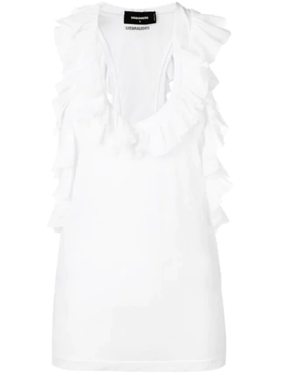 Dsquared2 Ruffled Vest Top In White