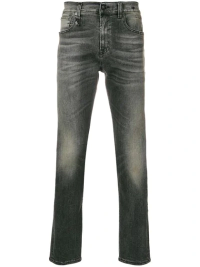 R13 Stonewashed Slim Fit Jeans In Grey