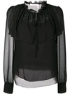 See By Chloé Sheer Ruffle Blouse In Black