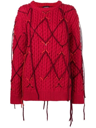 Calvin Klein 205w39nyc Fringed Knitted Jumper In Red