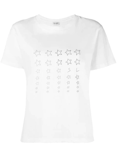 Saint Laurent Star Print Boxy T-shirt In White
