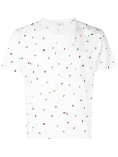 Saint Laurent Short Sleeve Star T-shirt In White