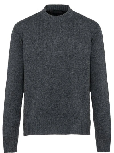 Prada Crew-neck Sweater In F0h16 Slate Gray/black