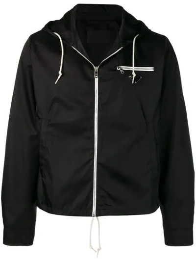 Prada Logo Plaque Zipped Jacket In F0002 Black