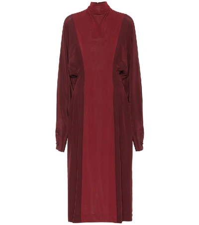 Victoria Beckham Two Tone Roll Neck Dress In Red