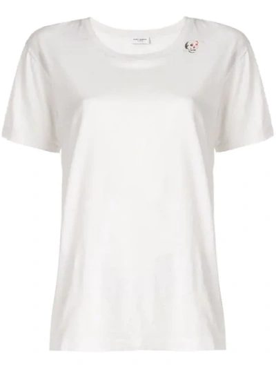 Saint Laurent Skull Card T-shirt In White