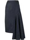 Thom Browne Draped Chalk Stripe Skirt In Blue