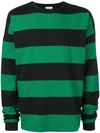 Marni Striped Long Sleeved T-shirt In Green