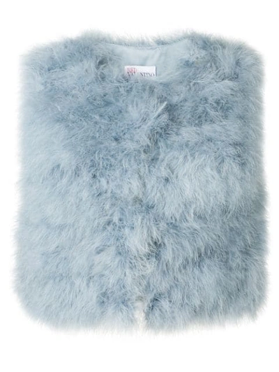Red Valentino Marabou Cropped Gilet In Blue