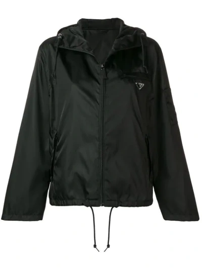 Prada K-way Hooded Jacket In Black