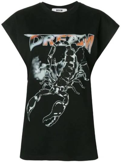 Msgm Dream Scorpion Print T-shirt In Black