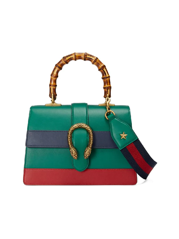 Gucci Dionysus Bamboo Medium Leather Shoulder Bag In Green | ModeSens