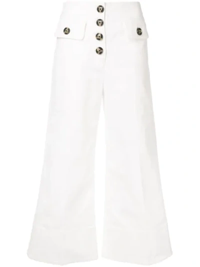 Self-portrait High Waist Cropped Trousers In White