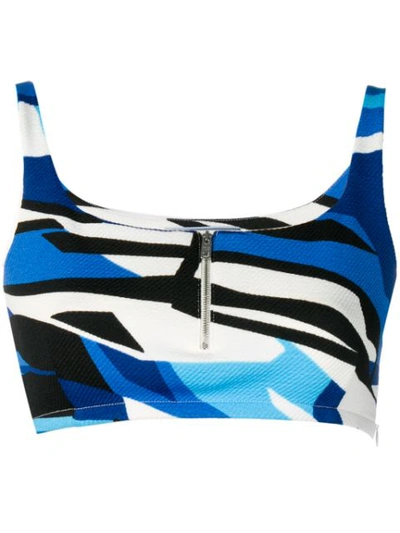 Prada Abstract Print Cropped Top In Blue