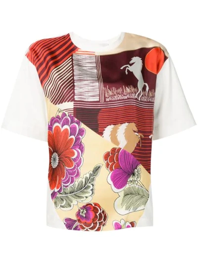 Chloé Floral Horse Print T-shirt In Pink