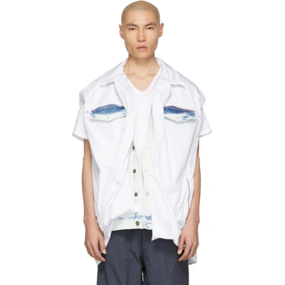 Y/project Sleeveless Layered Denim Jacket In White
