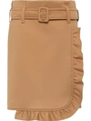 Prada Technical Jersey Skirt With Ruffles In Neutrals