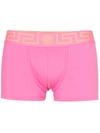 Versace Greca Border Cotton Blend Boxers In Pink