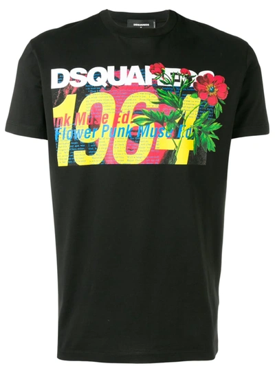 Dsquared2 1964 Logo Print T-shirt In Black