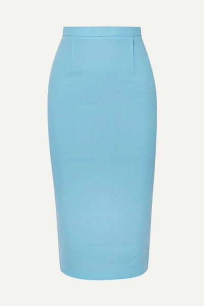 Roland Mouret Arreton Wool-crepe Pencil Skirt In Babyblue